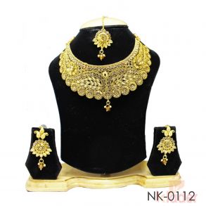 Gold Plated Treditional Wedding Bridal Necklace Set