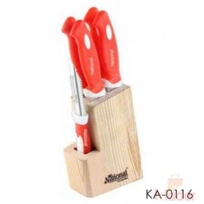 Knives and Peeler with Wooden Stand