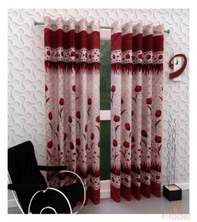Popular Best Quality Panel Curtain Rose Maroon 10 Pieces