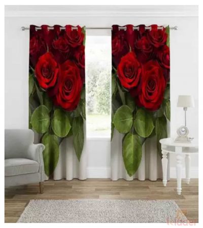 Best Quality Rose Flower Digital Print Curtain Size 4x7ft 2 Pieces
