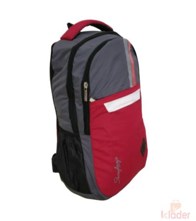 School and College Bag 25 Ltr Grey and Red 4 Piece